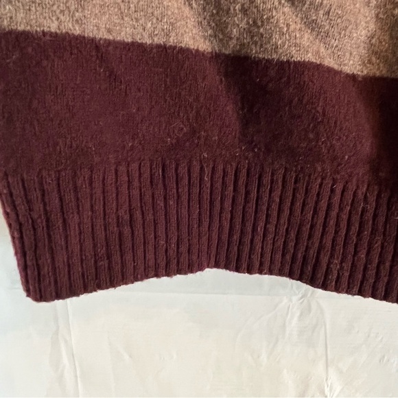 J Crew 100% Lambs Wool 1/4 Zip Sweater Mens Size XL Burgundy Stripes Cozy Warm‎ - Picture 8 of 8